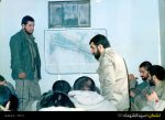 لشکر ۱۰ سیدالشهدا (ع) / از چپ ایستاده (شهید حسین اسکندرلو فرمانده گردان حضرت علی اصغر(ع)-برادر محسن رضایی فرمانده سپاه پاسداران) از راست نشسته(حاج علی فضلی فرمانده لشکر 10 سیدالشهدا(ع))